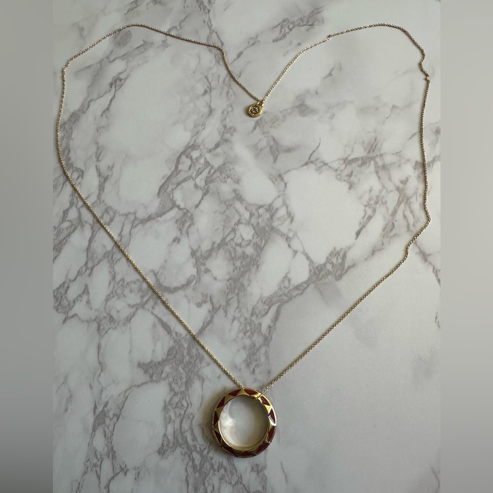 House of Harlow 1960 Gold and Red Circle Pendant Necklace